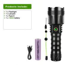 1pc Powerful & Ultra Bright Rechargeable LED Tactical Flashlight, High Intensity Handheld Flashlight With Large Capacity Battery, For Emergency, Hiking, Camping - Black - View 12