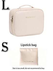 Large Capacity Spacious Double Layer Cosmetic Bag, PU Leather Waterproof Cosmetic Bag, Cosmetic Storage Bag, Lightweight Toiletries Cosmetic Bag, Large Capacity Toiletries Bag With Dividers, Cosmetic Travel Bag, Multifunctional Travel Storage Bag