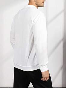 tooluck Men's Autumn And Winter Sweatshirt Solid Color Lapel Loose Long-Sleeved Sweatshirt - White - View 5