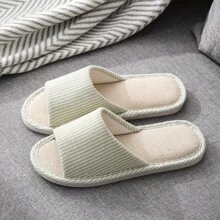 1 par de zapatillas de primavera/verano, zapatillas de estar en casa antideslizantes para hombre, zapatillas minimalistas de lino para parejas en otoño/invierno, esenciales para salir, vacaciones y viajes