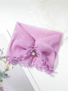 1 pièce Écharpe décorative en filet élastique de couleur unie avec perles pour femmes