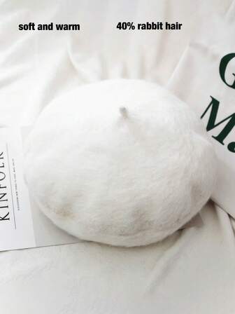 1pc/2pcs Set: Breathable Knitted Beret Hat, Rhinestone Hair Clip, Matched With Women Sunglasses, Pearl Drop Earrings,Vintage Solid Color Artist Cap, Suitable For Daily Wear, Casual Beach, Shopping, Best Gift For Girlfriend