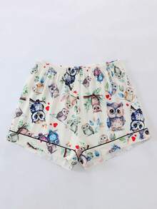 2pcs/Set Women Summer Short Sleeve Sleepwear Set, Button-Front Short Sleeve Top And Elastic Waist Shorts, Loose Casual Floral Animal Graphic For Home Wear, Breathable & Comfortable - Multicolor - View 7