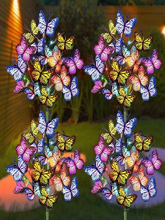 1pc/2pcs Solar-Powered Butterfly Tree Lights - Vibrant Multi-Color Garden, Pathway & Balcony Decor With Energy-Efficient 600mAh Nickel Battery - Easy Installation