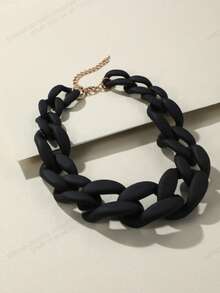 1pc Large Chain Minimalist Versatile Necklace - Black - View 3