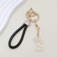 1pc Premium Braided Leather Keychain With Shiny Gold 26 Letter Charms Pendant - , Fashionable And Multifunctional Women Keychain - Various Colors, Perfect Accessory For Car Owners, Stylish Gift Idea - Multicolor - View 19