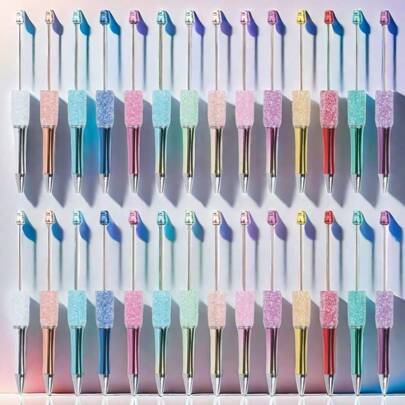 10pcs New Hot-Selling Galaxy Glitter 7-Color Beads Ballpoint Pen Silicone Bead Focal Point Bead DIY Craft Jewelry Making Kit