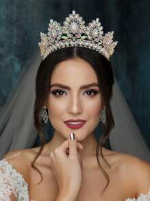 Corona de boda de cristal multicolor, tiara nupcial con brillos de lujo para mujeres, elegante corona de novia estilo europeo
