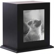 Dog Urns For Ashes, Wood Pet Urn With Photo Frame, Dogs Ashes, Pets Ashes Box Cremation For Cat Dog, Memorial Box For Dogs, Animal Wood Urn - Black - View 1