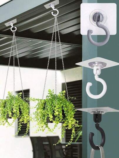 免钻孔旋转粘钩，适用于悬挂植物、灯笼、风铃等物品，是理想的悬挂解决方案和装饰悬挂方式。这款粘钩用途广泛，是馈赠亲朋好友的绝佳礼物。