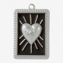 2pcs/7pcs Luxury Dark Style Hiphop 304 Stainless Steel Drip Oil Gold/Silver Heart Cross Pendant Necklace Earring Jewelry DIY Accessories, Gold Plated/Silver Jewelry Making Charms