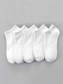 6 Pares de Meias Curtas de Tornozelo Brancas Sólidas Unissex, Confortáveis, Respiráveis, Casuais para Uso Diário, Casa, Viagem, Esportes, Festa