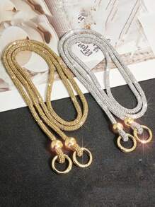 1pc Luxury Crystal Studded Lanyard, Long Crossbody Phone Strap, One Shoulder Or Backpack Decor Chain, Comes With Spacer