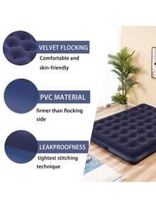 Colchón inflable de tamaño completo, colchón de aire para camping, cama de aire apta para camping y uso doméstico, colchón inflable, colchoneta de dormir, cama inflable de PVC, colchón inflable con superficie de terciopelo, cama de camping doble, colchón de aire plegable, cama inflable portátil, cama para tienda de campaña - Multicolor - Ver 7