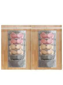 1 Pc Hanging Bra Organizer With Rotating Metal Hanger, Extra-Large Dual Sided Wall Shelf Wardrobe Mesh Pockets Hanging Storage Bag For Bra Socks Underwear Underpants,Double Side Underwear Storage Bag, Functional Lingerie Packing Bag, Hanging Bra Socks Organizer, Bag For School School Accessories School Stuff