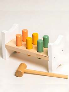 Brinquedo MDF Divertido Bate Martelo Montessori Desenvolvimento Brinquedo para Bebes MDF Baby Joy - Multicolorido - Visão 4