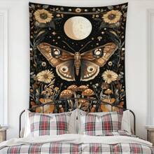 1 pezzo Arazzo in poliestere con motivo di farfalle, luna e fiori, decorazione da parete in stile boho per soggiorno, camera da letto, regalo unico per lei, lui, appassionati di natura, elegante