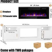 80" Fireplace TV Stand With 36" Fireplace, Up To 90" TVs, 70" Entertainment Center, With 20 Color Lights, TV Media Console With Storage Cabinets For Living Room - WHITE-80inch - 查看 2