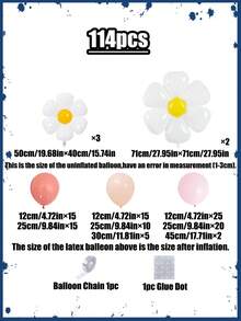 114pcs White Daisy Balloon Arch Kit, Suitable For Weddings, Anniversaries, Birthday Parties Decoration - Pink - View 6