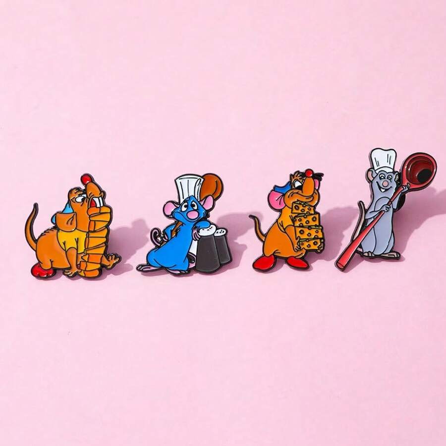 Disney Disney Cute Interesting Cheese-Carrying Mouse Brooch Creative Ratatouille Cooking Mouse Pin Backpack Accessory, School Supplies,Back To School