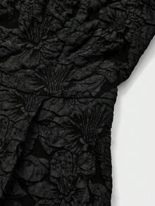 Đầm midi dáng suông cao cấp kiểu Pháp, màu trơn, tôn dáng, cỡ lớn hiệu Floreya, thích hợp cho mùa hè, tiệc cưới, màu đen. - màu đen - Xem 8