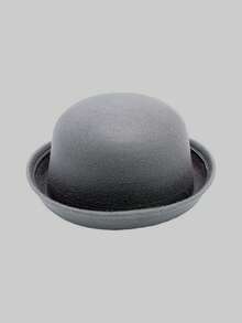 1 Pc Solid Color Casual Polyester (Polyethylene Terephthalate) Round Top Hat, Fashion & Versatile For All Seasons, Commuter - Bowler Hat - View 4