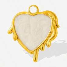 2pcs/7pcs Luxury Dark Style Hiphop 304 Stainless Steel Drip Oil Gold/Silver Heart Cross Pendant Necklace Earring Jewelry DIY Accessories, Gold Plated/Silver Jewelry Making Charms