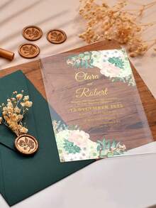 Invitaciones de boda de acrílico transparente, invitaciones personalizadas transparentes, diseño moderno elegante, invitaciones de acrílico transparente - Multicolor - Ver 3