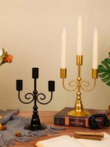 1 pieza candelabro de hierro para bodas, resistente al calor, adecuado para velas aromáticas, cena romántica, ambiente interior, adecuado para bodas, reuniones familiares, fiestas, confesión, decoración de mesa