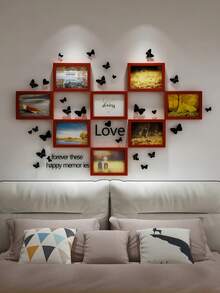 8pcs Creative Gallery Wall Photo Frame Set, 5"/6"/7"/8"/10" Photo Collage Display For Living Room And Bedroom, Includes Landscape Photos & Butterfly Stickers - Multicolor - View 23