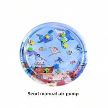 1 件圆形充气游戏垫，大型圆形海豚戏水垫，适合幼儿的 PVC 水上游戏垫，卡通游戏水垫，鼓励活动和感官发育，非常适合婴儿作为游戏垫，早期教育爬行垫，很棒的圣诞节万圣节感恩节礼物，新年礼物，情人节礼物。