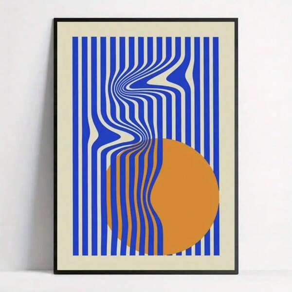 1 pièce Œuvre murale géométrique abstraite moderne à demi-cercle avec blocs de couleur, design d'art mural pour bureau ou studio avancé, peinture à suspendre avec cadre en option