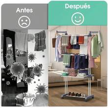 Tendedero Vertical Plegable 4 Niveles, para Ropa Airer de Metal Acero Inoxidable,Soportes Tendederos Portátil,Rack Retráctil para Ropa con Alas Laterales y Ruedas - 1 - Ver 2