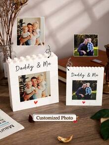 Customizable Square Photo Frame, Custom Text And Photos Personalized Home Decor, Shadow Box, Memory Box For Family Bedroom Living Room Decoration, Anniversary Gift - White - View 2