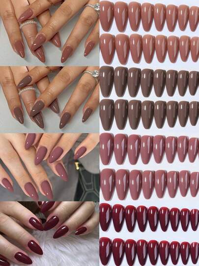 96 قطعة (4 أنماط مختلطة) أظافر أكريليك لامعة بشكل لوز للضغط للمساعدة في تعزيز أسلوبك الأنيق! تصميم الأظافر الطويل هذا يناسب بشكل مثالي. المجموعة تشمل: 1 قطعة جيلي جل و 1 قطعة مبرد أظافر. مناسب للنساء والفتيات للارتداء اليومي أو مناسبات الحفلات. لوازم الأظافر