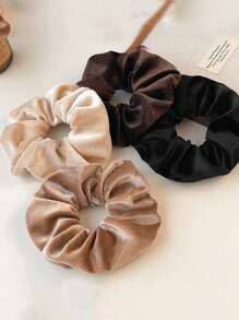 4pcs/1pc Women Solid Color Simple Fashion Velvet Large Scrunchies, Vintage American Style Hair Ties Suitable For Daily Wear, Commuting, School, Gathering, Party, Holiday Gifts/Showering, Washing Hair Usescrunchy Hair Ties