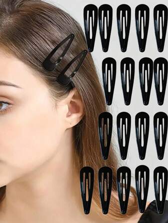 10/20/40个装黑色简约BB夹发夹刘海夹侧夹发卡时尚百搭刘海夹发饰适合日常通勤和学生返校，蝴蝶结发夹