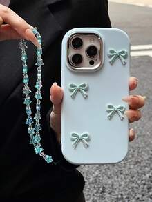 1个圆形金属边框设计多巴胺符号蝴蝶结和星星装饰手机壳，兼容 16 Pro Max/Galaxy S23 FE/Redmi Note 14/Realme 11 5G/Infinix Smart 6，防水防震防摔防刮，国际版，非国内版 - 藍色 - 查看 1