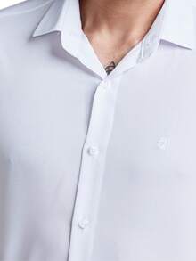 Men's Long Sleeve Spandex Dress Shirt - trắng - Xem 4