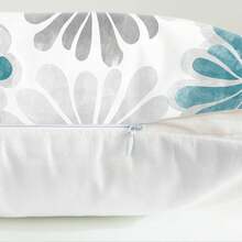 2pcs Soft Polished Upholstery Cover With Comfortable Two-Coloured Blooming Flowers Sofa Bed Upholstery Cushion Cover Farmhouse Upholstery Teal Dark Grey With No Pillow Core On One Side Home Decor Bedroom Decor Room Decor Aesthetic Room Decoration Stuff Living Room Decor Cushion Covers Pillow Case Pillow Cases - Blue Gray - View 3