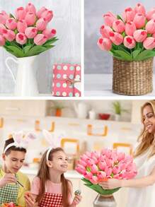 10pcs Artificial Tulip Flowers With Real Touch For Home Decoration, Wedding Decor, Mother's Day Gift Back To School Room Decor School Supplies