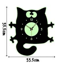 1 pieza Reloj de pared fluorescente, reloj de pared con luz nocturna, reloj con forma de gato personalizado, reloj de pared fosforescente, reloj silencioso luminoso, manecillas fluorescentes, decoración escolar, sorpresa escolar, decoración de dormitorio, vuelta al cole - Multicolor - Ver 10