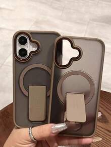 奢华哑光半透明磁性无线充电手机壳带支架，适用于 17 16 15 14 13 12 11 Pro Max Plus，金属相机环，防震，软保险杠，硬后盖