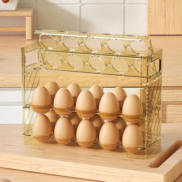30-Eier Kühlschrank Eier Aufbewahrungsorganizer, 3-stöckiger Türhalter mit Datum, stabiler Kunststoff Eierkarton, geeignet für Küchen- und Esszimmer Kühlschranktüren