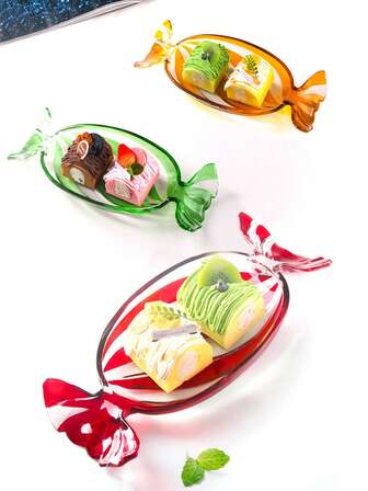 2/1 st elegant godisfat i glas, stor och liten tårt- och moussefat, bröllops- och alla hjärtans dag-dessertfat, jul, halloweenatmosfär, röd, gul, grön fiskformad oval godisskål i glas, heminredning, bordsdisplayfat, fruktfat, kakfat, hem- och vännerfestfat, förvaringsskål för torkad frukt