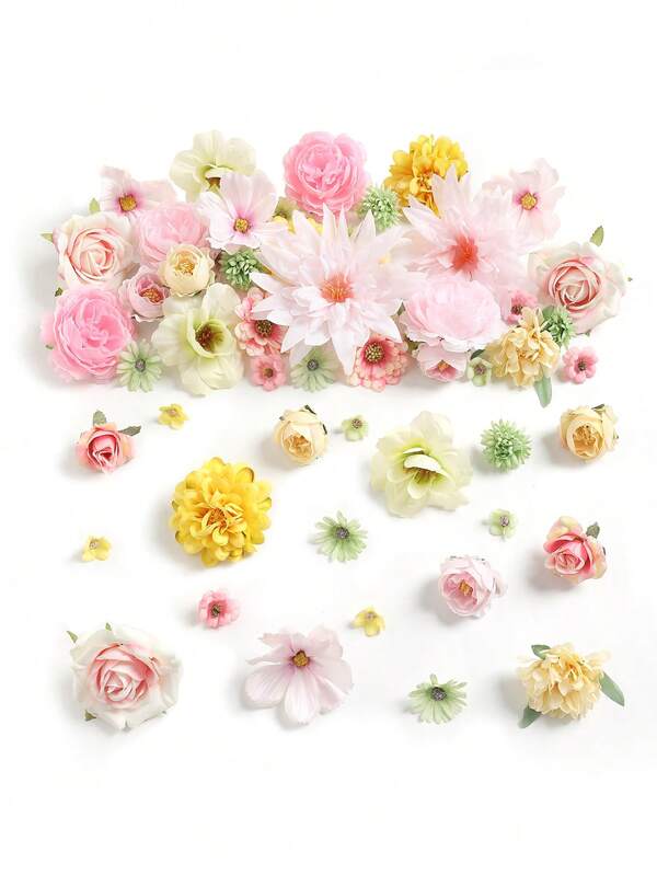 58 pièces de fleurs en soie artificielles, mini marguerites, roses pour la décoration de casquette de remise de diplômes, gâteau, mariage, fête, décoration de maison, couronne