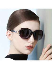 1 pièce Lunettes de mode rondes pour femmes, verres dégradés, décoration renard en métal. décontractées pour l'extérieur, la plage, les vacances, l'extérieur, les voyages