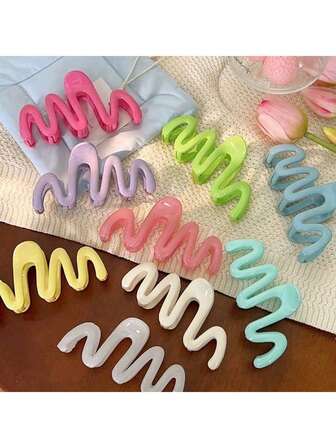 8件套混色哑光蛇形发爪，适合浓密头发（表面轻微瑕疵属正常现象）