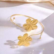 1 pieza de brazalete de metal con flor exagerada, de moda y simple, como regalo para una amiga