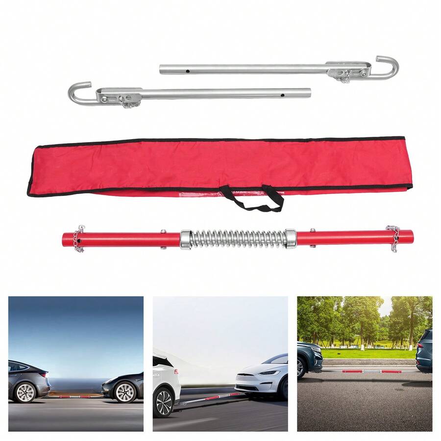 YUNRUX 1.85 M Towbar With 3T Towing Capacity, Spring Buffer, Steel Tube Construction, Red And Silver Color For Towing Of Off-Road Vehicles And Household Vehicles - A - View 1